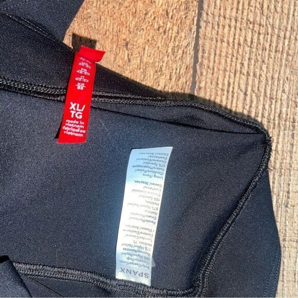 Spanx Ponte black pants size xl cropped faux leather stripe track jogger legging - Picture 9 of 9